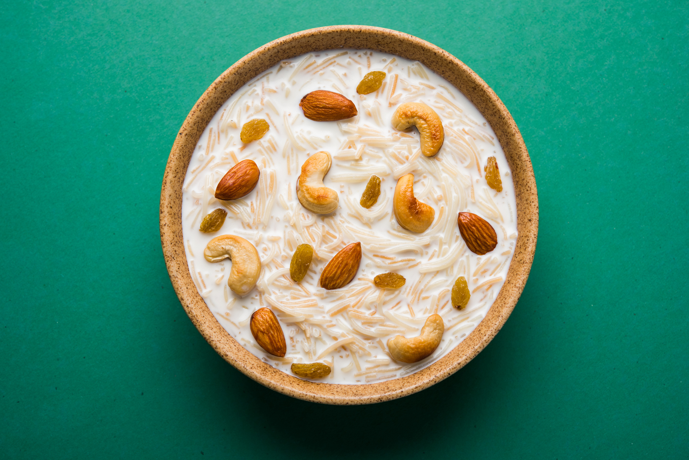 Most famous Indian sweet pudding Kheer or semiya khir in a bowl.Selective focus